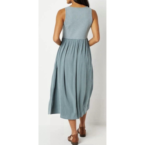 Frye Dress XS Desert Blue Sleeveless Midi Pockets Stretch Boho Beach Peasant - Picture 2 of 10